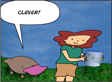Zeke: Clever! | Bridget is carrying a filtered water pitcher.